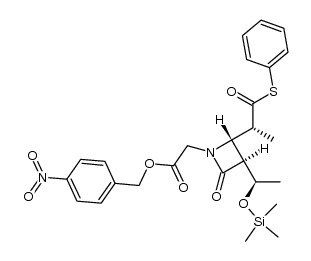 (3S,4S)-1-(p-nitrobenzyloxycarbonylmethyl)-4-[(1R)-1-phenylthiocarbonylethyl]-3-[(1R)-1-trimethylsilyloxyethyl]-2-azetidinone Structure