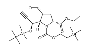 (2R,4R,5S)-2-ethyl 1-(2-(trimethylsilyl)ethyl) 5-((S)-1-((tert-butyldimethylsilyl)oxy)prop-2-yn-1-yl)-4-(hydroxymethyl)pyrrolidine-1,2-dicarboxylate Structure