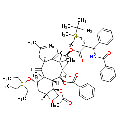 (2α,5β,7β,10β,13α)-4,10-Diacetoxy-13-{[(2R,3S)-3-(benzoylamino)-2-{[dimethyl(2-methyl-2-propanyl)silyl]oxy}-3-phenylpropanoyl]oxy}-1-hydroxy-9-oxo-7-[(triethylsilyl)oxy]-5,20-epoxytax-11-en-2-yl benzoate structure