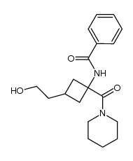 N-(3-(2-hydroxyethyl)-1-(piperidine-1-carbonyl)cyclobutyl)benzamide结构式