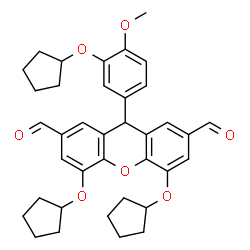 4,5-BIS(CYCLOPENTYLOXY)-9-(3-(CYCLOPENTYLOXY)-4-METHOXYPHENYL)-9H-XANTHENE-2,7-DICARBALDEHYDE结构式