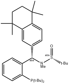 [S(R)]-N-[(S)-[2-(二叔丁基膦)苯基](5,6,7,8-四氢-5,5,8,8-四甲基-2-萘基)甲基]-N-甲基-2-叔丁基亚磺酰胺结构式