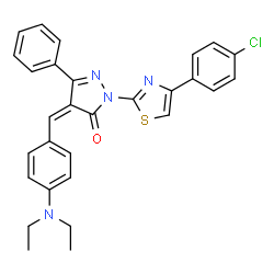 2-[4-(4-chlorophenyl)-1,3-thiazol-2-yl]-4-[4-(diethylamino)benzylidene]-5-phenyl-2,4-dihydro-3H-pyrazol-3-one结构式