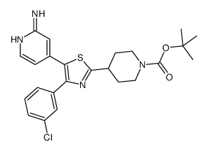 tert-butyl 4-[5-(2-aminopyridin-4-yl)-4-(3-chlorophenyl)-1,3-thiazol-2-yl]piperidine-1-carboxylate Structure