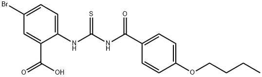 5-bromo-2-[[[(4-butoxybenzoyl)amino]thioxomethyl]amino]-benzoic acid structure