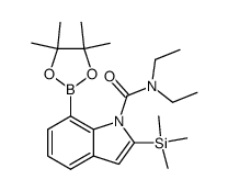 7-(4,4,5,5-tetramethyl-[1,3,2]dioxaborolan-2-yl)-2-trimethylsilanyl-indole-1-carboxylic acid diethylamide结构式