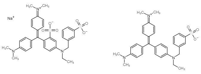 Methanaminium,N-[4-[[4-(dimethylamino)phenyl][4-[ethyl[(3-sulfophenyl)methyl]amino]-2-sulfophenyl]methylene]-2,5-cyclohexadien-1-ylidene]-N-methyl-,inner salt, sodium salt (1:1) picture