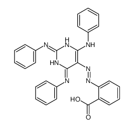 2-[(2,4,6-trianilinopyrimidin-5-yl)diazenyl]benzoic acid Structure