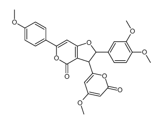 2-(3,4-dimethoxy-phenyl)-3-(4-methoxy-6-oxo-6H-pyran-2-yl)-6-(4-methoxy-phenyl)-2,3-dihydro-furo[3,2-c]pyran-4-one Structure