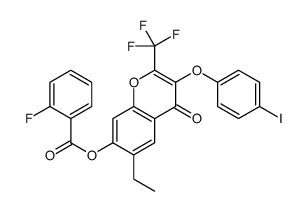 [6-ethyl-3-(4-iodophenoxy)-4-oxo-2-(trifluoromethyl)chromen-7-yl] 2-fluorobenzoate Structure