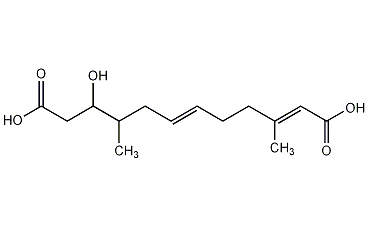 (6E,9E)-3-Hydroxy-4,9-dimethyl-6,9-dodecadiendeoic acid Structure