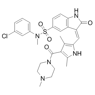 N-(3-氯苯基)-N-甲基-3-[[3,5-二甲基-4-[(4-甲基哌嗪-1-基)羰基-1H-吡咯-2-基]亚甲基]-2-氧代-2,3-二氢-1H-吲哚-5-磺酰胺图片
