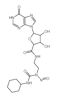 N-[2-(cyclohexylcarbamoyl-nitroso-amino)ethyl]-3,4-dihydroxy-5-(6-oxo-3H-purin-9-yl)oxolane-2-carboxamide结构式