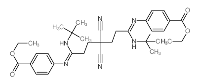 ethyl 4-[[C-[3,3-dicyano-5-[N-(4-ethoxycarbonylphenyl)-N-tert-butyl-carbamimidoyl]pentyl]-N-tert-butyl-carbonimidoyl]amino]benzoate结构式