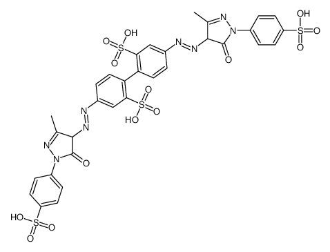 4,4'-bis[[4,5-dihydro-3-methyl-5-oxo-1-(4-sulphophenyl)-1H-pyrazol-4-yl]azo][1,1'-biphenyl]-2,2'-disulphonic acid结构式