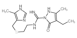 1H-Pyrazole-1-carboximidamide,4-ethyl-2,5-dihydro-3-methyl-N-[2-[[(4-methyl-1H-imidazol-5-yl)methyl]thio]ethyl]-5-oxo-结构式