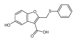 2-Phenylthiomethyl-3-carboxy-5-hydroxybenzofuran Structure