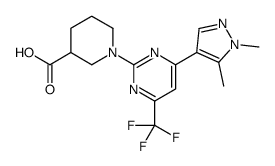 1-[4-(1,5-Dimethyl-1H-pyrazol-4-yl)-6-(trifluoromethyl)pyrimidin-2-yl]piperidine-3-carboxylic acid结构式