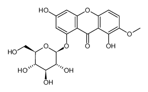 1-O-β-D-glucopyranosyl-3,8-dihydroxy-7-methoxyxanthone结构式