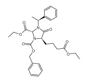 ethyl (1'S,2R,5R)-1-benzyloxycarbonyl-3-(1'-phenyl-1'-ethyl)-5-(3-ethoxycarbonylpropyl)imidazolidin-4-one-2-carboxylate结构式