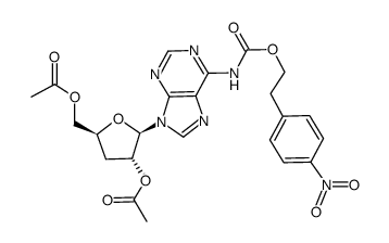 2',5'-di-O-acetyl-3'-deoxy-N6-(2-(4-nitrophenyl)ethoxycarbonyl)adenosine Structure