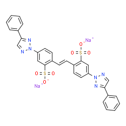 disodium 4,4'-bis(4-phenyl-2H-1,2,3-triazol-2-yl)stilbene-2,2'-disulphonate structure