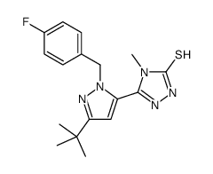 3-[5-tert-butyl-2-[(4-fluorophenyl)methyl]pyrazol-3-yl]-4-methyl-1H-1,2,4-triazole-5-thione Structure