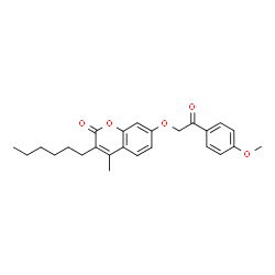 3-hexyl-7-[2-(4-methoxyphenyl)-2-oxoethoxy]-4-methylchromen-2-one Structure