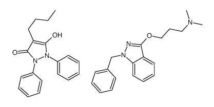 3-(1-benzylindazol-3-yl)oxy-N,N-dimethylpropan-1-amine,4-butyl-5-hydroxy-1,2-diphenylpyrazol-3-one Structure