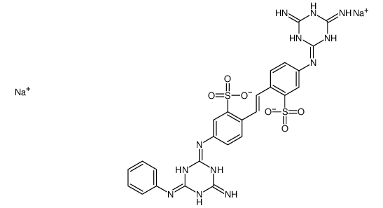 disodium 5-[[4-amino-6-anilino-1,3,5-triazin-2-yl]amino]-2-[2-[4-[(4,6-diamino-1,3,5-triazin-2-yl)amino]-2-sulphonatophenyl]vinyl]benzenesulphonate picture