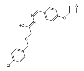 2-[(4-chlorophenyl)methylsulfanyl]-N-[[4-(thietan-3-yloxy)phenyl]methylideneamino]acetamide Structure
