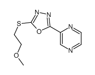 Pyrazine, [5-[(2-methoxyethyl)thio]-1,3,4-oxadiazol-2-yl]- (9CI) structure