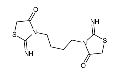 2-imino-3-[4-(2-imino-4-oxo-1,3-thiazolidin-3-yl)butyl]-1,3-thiazolidin-4-one Structure