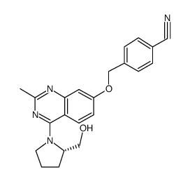 (S)-4-[4-(2-hydroxymethyl-pyrrolidin-1-yl)-2-methyl-quinazolin-7-yloxymethyl]-benzonitrile结构式