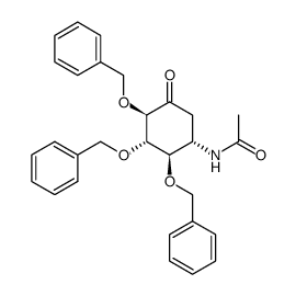 (2-L-1,3/2,4)-1-acetamido-5-oxo-2,3,4-tri-O-benzyl-2,3,4-cyclohexanetriol Structure