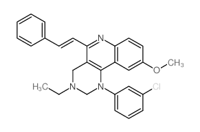 Pyrimido[5,4-c]quinoline,1-(3-chlorophenyl)-3-ethyl-1,2,3,4-tetrahydro-9-methoxy-5-(2-phenylethenyl)-结构式