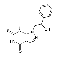 1-(2-hydroxy-2-phenylethyl)-6-thioxo-1,5,6,7-tetrahydro-4H-pyrazolo[3,4-d]pyrimidin-4-one结构式