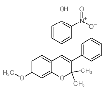 4-(7-methoxy-2,2-dimethyl-3-phenyl-chromen-4-yl)-2-nitro-phenol structure