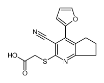 Acetic acid, 2-[[3-cyano-4-(2-furanyl)-6,7-dihydro-5H-cyclopenta[b]pyridin-2-yl]thio]结构式