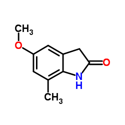 5-Methoxy-7-methyl-1,3-dihydro-2H-indol-2-one结构式