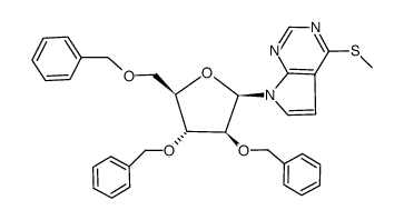 4-Methylthio-7-(2,3,5-tri-O-benzyl-β-D-arabinofuranosyl)-7H-pyrrolo(2,3-d)pyrimidin Structure