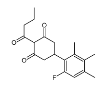 2-butanoyl-5-(6-fluoro-2,3,4-trimethylphenyl)cyclohexane-1,3-dione结构式