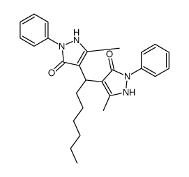 5-methyl-4-[1-(5-methyl-3-oxo-2-phenyl-1H-pyrazol-4-yl)heptyl]-2-phenyl-1H-pyrazol-3-one Structure