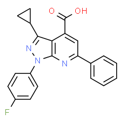 3-Cyclopropyl-1-(4-fluorophenyl)-6-phenyl-pyrazolo[3,4-b]pyridine-4-carboxylic acid图片