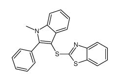 2-(1-methyl-2-phenylindol-3-yl)sulfanyl-1,3-benzothiazole结构式