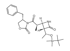 (3S,4R)-3-[(R)-1-(t-Butyldimethylsilyloxy)ethyl]-4-[(R)-1-((S)-4-benzyl-2-oxazolidone-3-carbonyl)ethyl]-2-azetidinone Structure