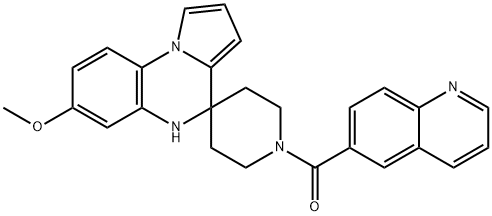 (7'-Methoxy-1H,5'H-spiro[piperidine-4,4'-pyrrolo[1,2-a]quinoxalin]-1-yl)(6-quinolinyl)methanone结构式