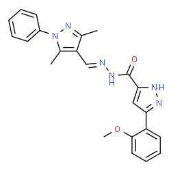 (E)-N-((3,5-dimethyl-1-phenyl-1H-pyrazol-4-yl)methylene)-3-(2-methoxyphenyl)-1H-pyrazole-5-carbohydrazide结构式