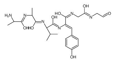 (2S)-2-[[(2S)-2-[[(2S)-2-aminopropanoyl]amino]propanoyl]amino]-N-[(Z)-1-(4-hydroxyphenyl)-3-oxo-3-[[2-oxo-2-(2-oxoethylamino)ethyl]amino]prop-1-en-2-yl]-3-methylbutanamide Structure
