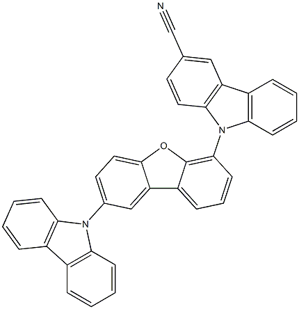 9H-Carbazole-3-carbonitrile, 9-[8-(9H-carbazol-9-yl)-4-dibenzofuranyl]- Structure